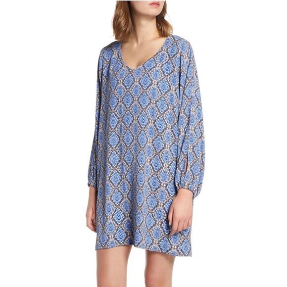 Tommy Bahama Desert Python Cover-up Dress In Blue Monda V Neck Sz M NWT - Picture 1 of 6